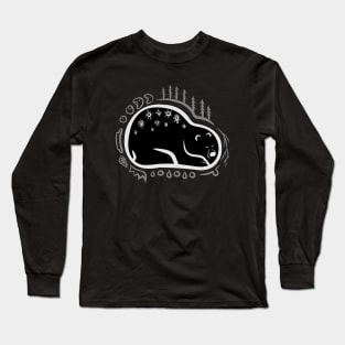 Fall and Winter Black Sleeping Bear "Hibernation Guardian" Long Sleeve T-Shirt